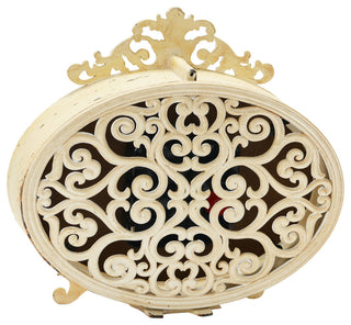 Distressed Pewter Mantel Clock, Pink, Cream