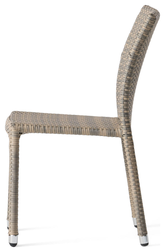 GDF Studio Dorside Outdoor Wicker Armless Stack Chairs With Aluminum Frame, Chateau Gray, Set of 4