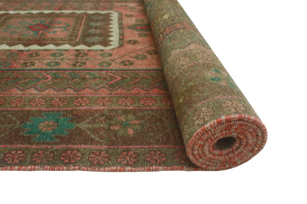 Vintage Distressed Imran Rust/Brown Runner, 4'5x12'9