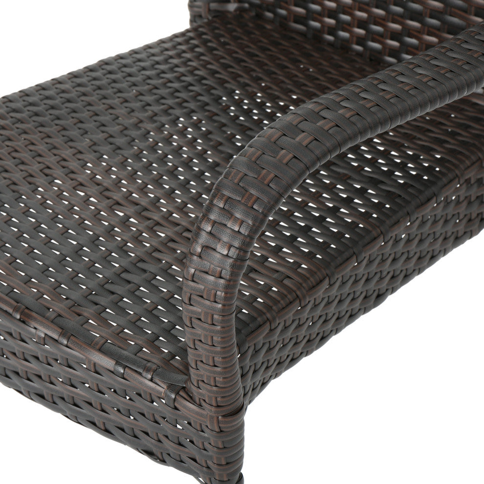 GDF Studio 7-Piece Walthham Outdoor Multibrown Wicker Dining Set