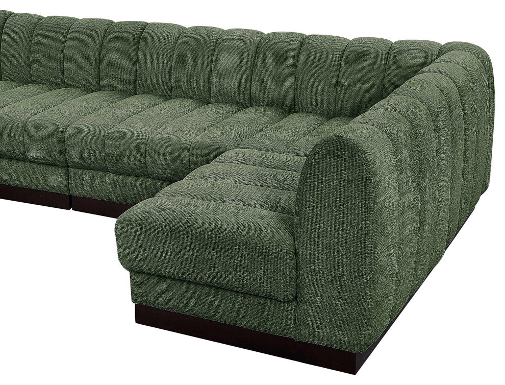 Quinn Chenille Upholstered 4-Piece L-Shaped Modular Sectional, Green