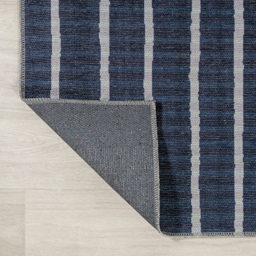 Rand Distressed Ticking Stripe Machine-Washable Area Rug, 9x12