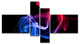 Blue Red Floating Smoke on Black, Abstract Canvas Wall Art, 60"x32", 4 panels