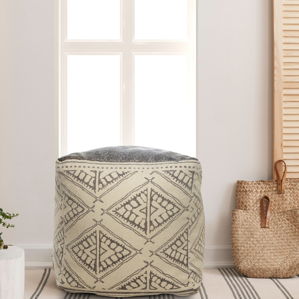 Handmade Geometric Rustic Farmhouse Pouf
