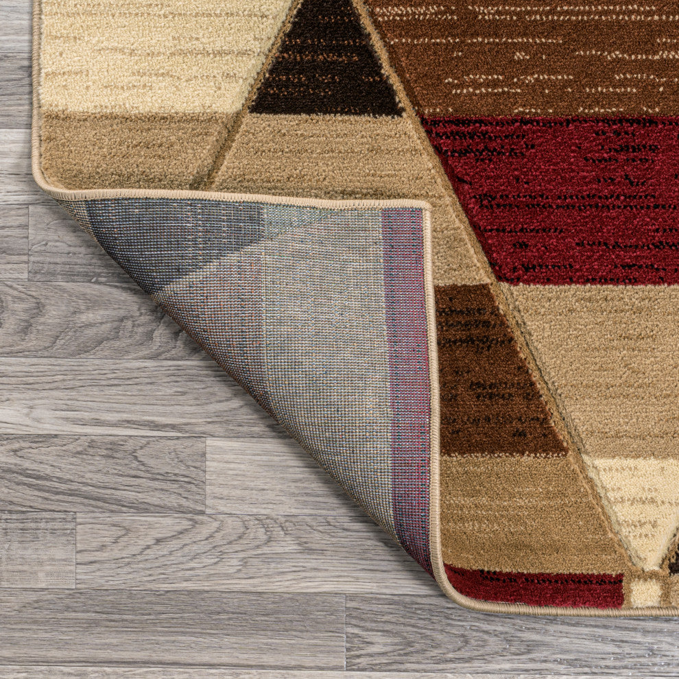 Kehoe Retro Diamonds Geometric Red/Brown/Cream 2 ft. x 8 ft. Runner Rug