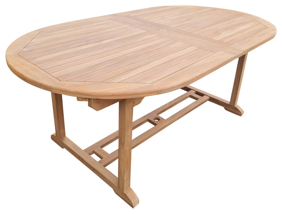 Teak Wood Santa Cruz Oval Double Extension Dining Table, 78 to 118"