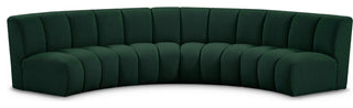 Infinity Black Boucle Fabric Upholstered Arc Shaped Modular Sectional, Green, 4-Piece, Arc-Shaped