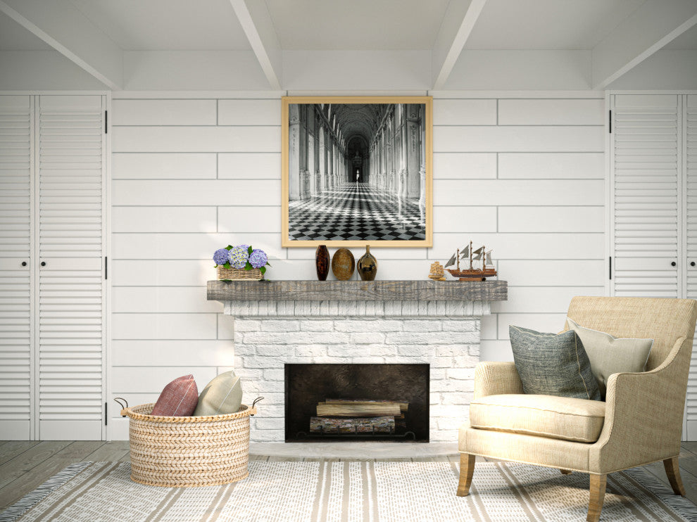 Solid Beam Fireplace Mantel Shelf, Ash Gray, 48"