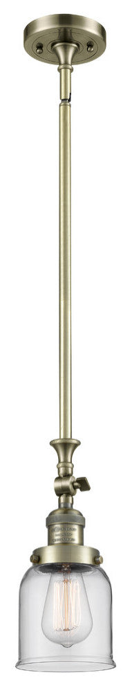 1-Light Small Bell 5" Pendant, Antique Brass, Glass: Clear