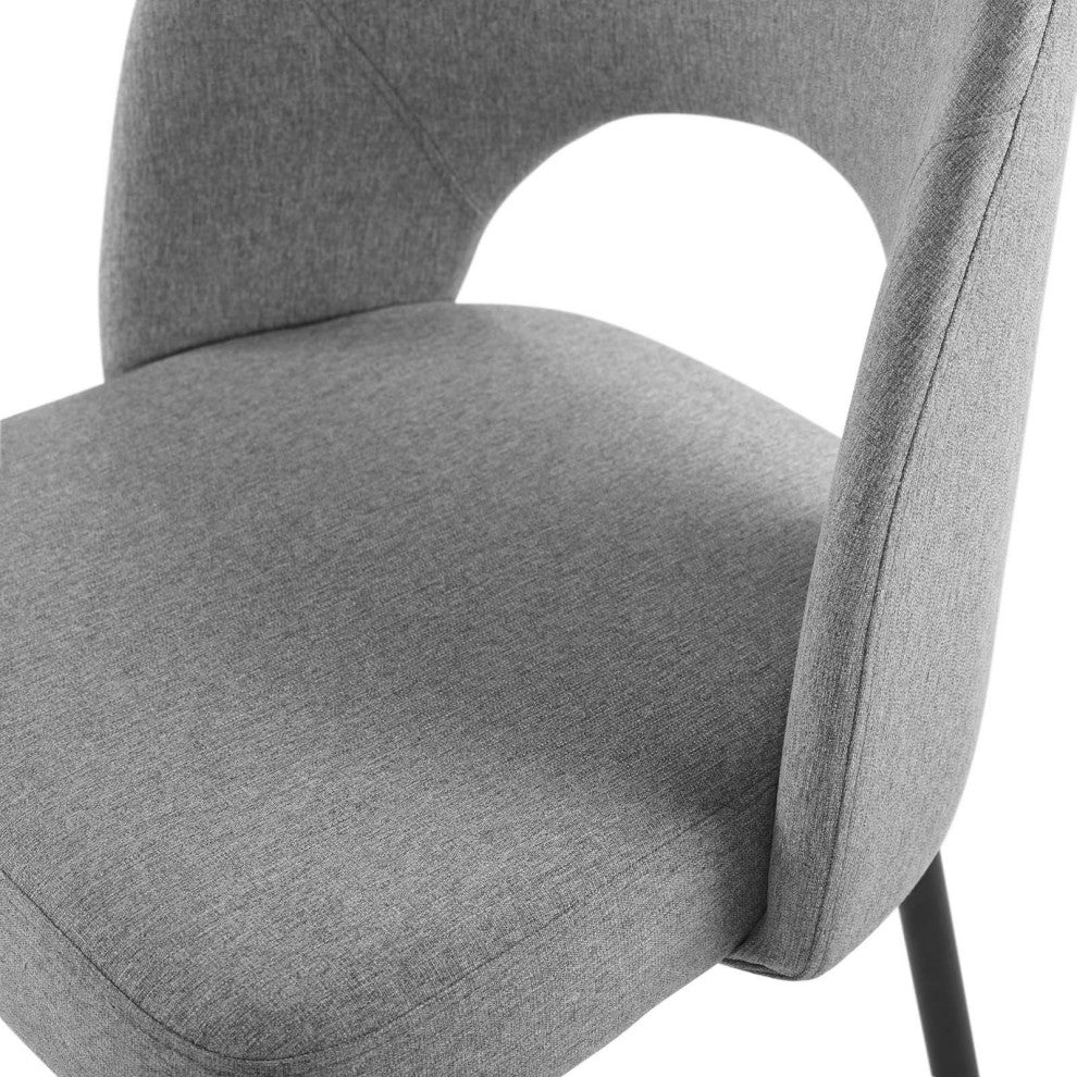 Side Dining Chair, Fabric, Black Gray, Cafe Bistro Restaurant Hospitality