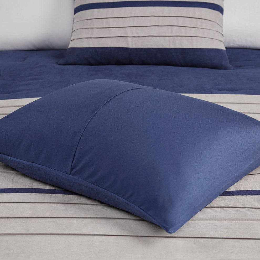 Madison Park Palmer Vera Microsuede 7-Piece Comforter Set, Blue