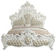Acme Vanaheim Eastern King Bed Beige PU and Antique White Finish