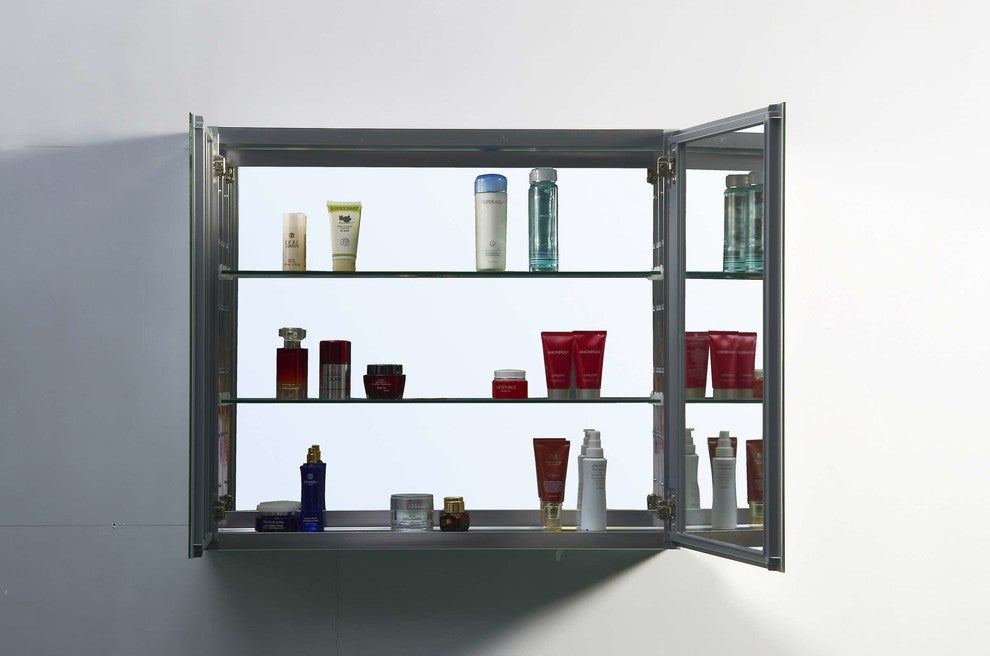 Confiant 30" Mirrored Medicine Cabinet Recessed or Surface Mount