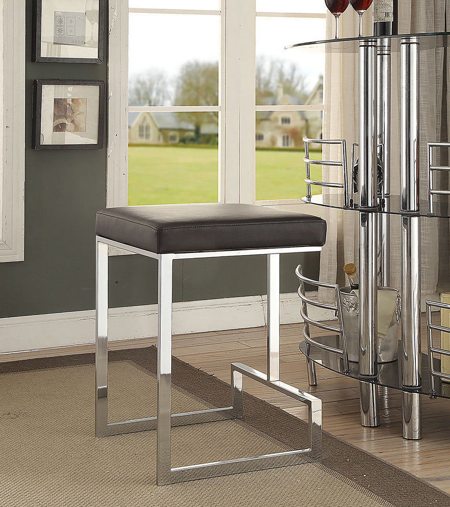 Largo  Modern Vinyl Stool, Black/Chrome