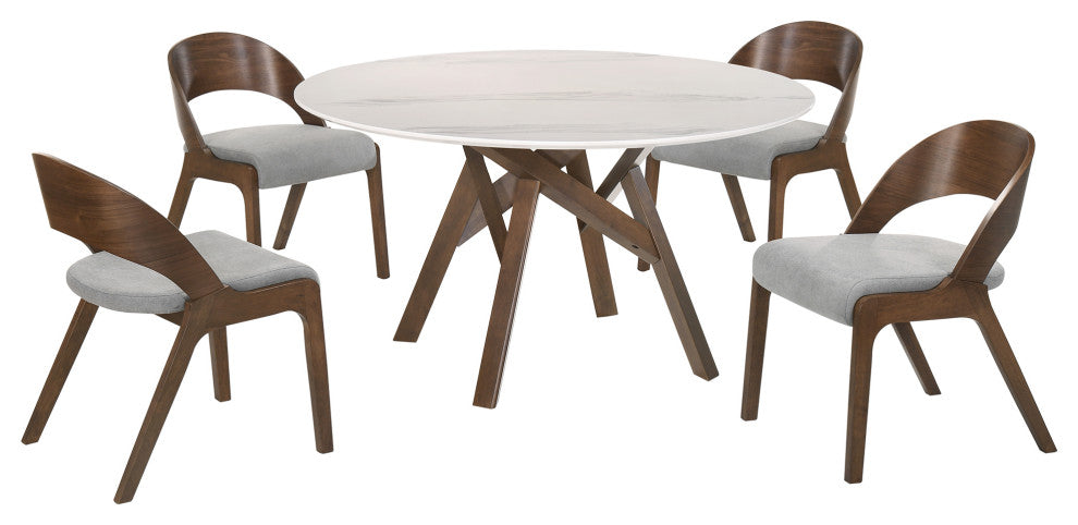 Venus Polly 5-Piece Dining Set, Walnut