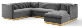Sanguine 3 Piece Performance Velvet Sectional Sofa Set - Gray