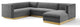 Sanguine 3 Piece Performance Velvet Sectional Sofa Set - Gray