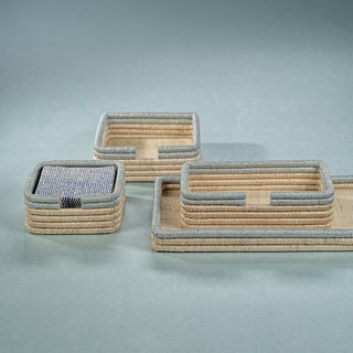 Laloma Coiled Rattan & Abaca Cocktail Napkin Holder
