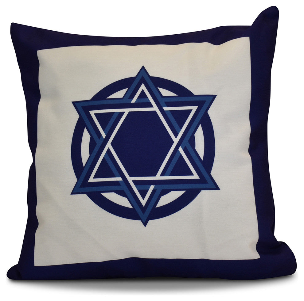 Decorative Holiday Pillow Geometric, Blue, 16"x16"