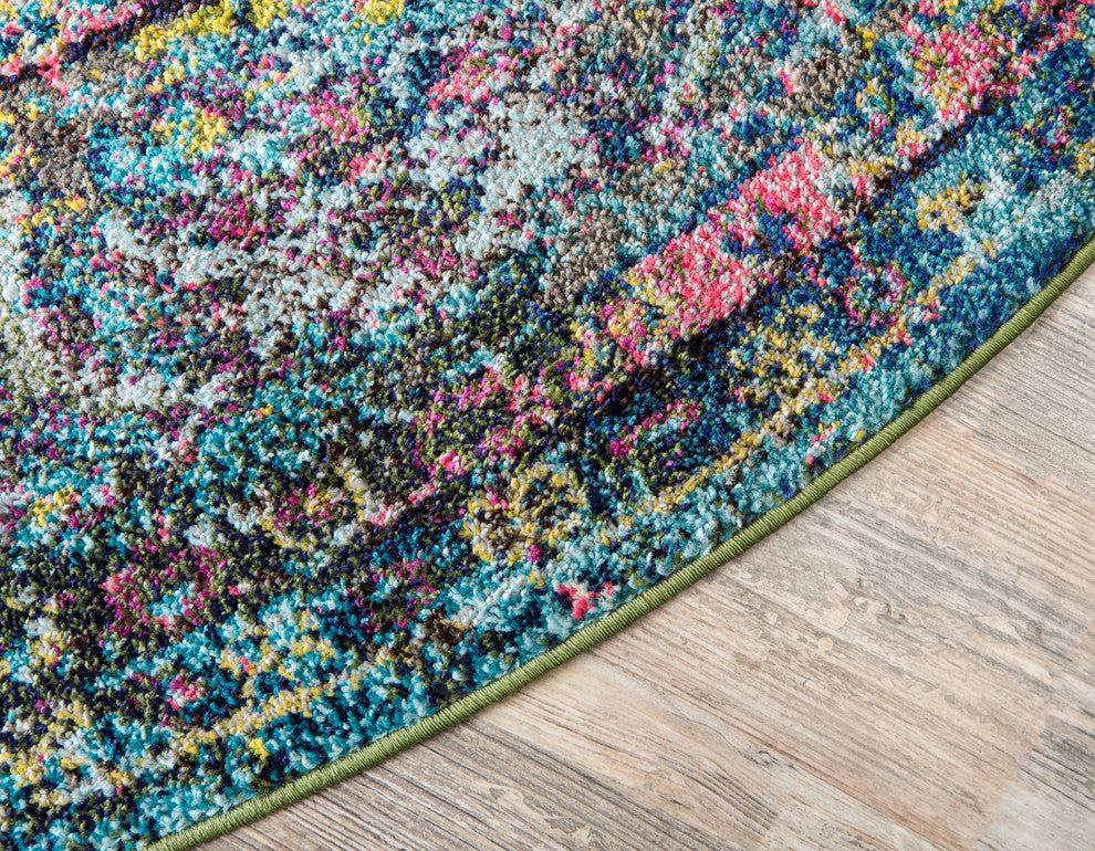 Unique Loom Green Warhol Vita 4'' 0 x 4'' 0 Round Rug