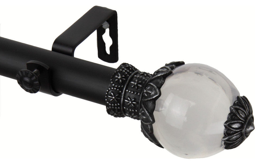 Ray Curtain Rod 1" Od 120-170", Black