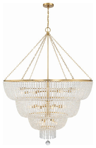 Rylee 32-Light Antique Gold Chandelier, Hand Cut Faceted Beads