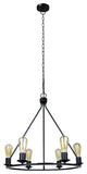 Ironclad Industrial-Style Matt Black Finish 6 Light Large Pendant 22" Wide