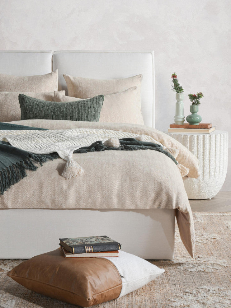 Lana 100% Cotton Embroidered Duvet by Kosas Home, Beige, King