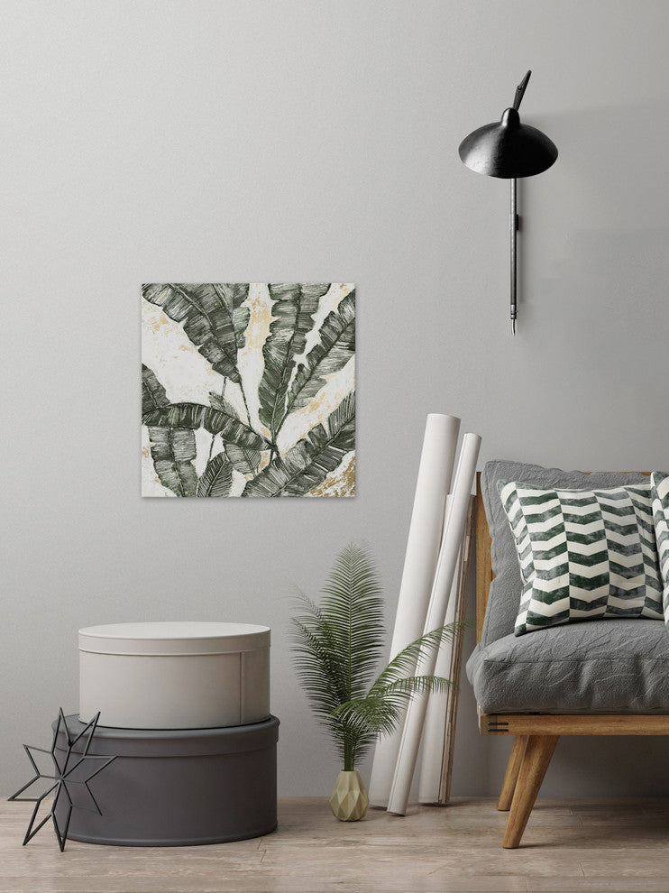 "Green Leaf II" Painting Print on Wrapped Canvas, 40"x40"