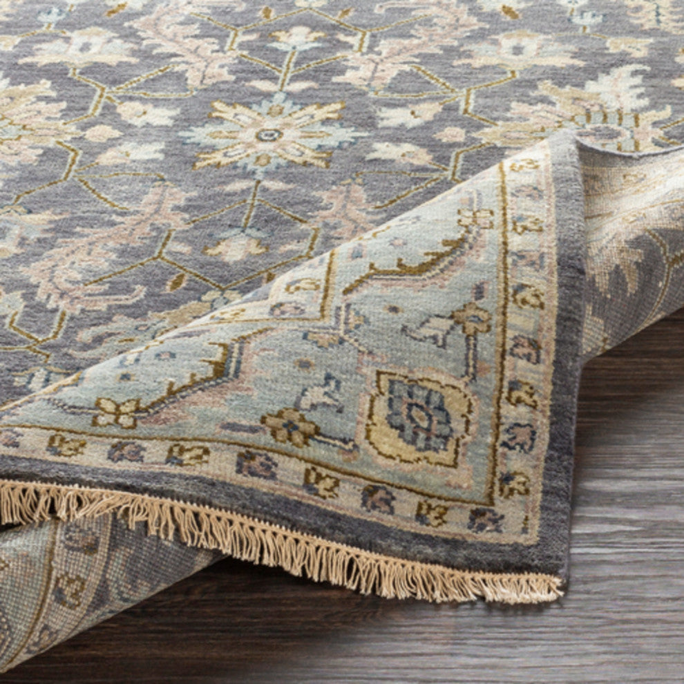 Surya Zeus ZEU-7825 Traditional Area Rug, Charcoal, 9' x 13' Rectangle