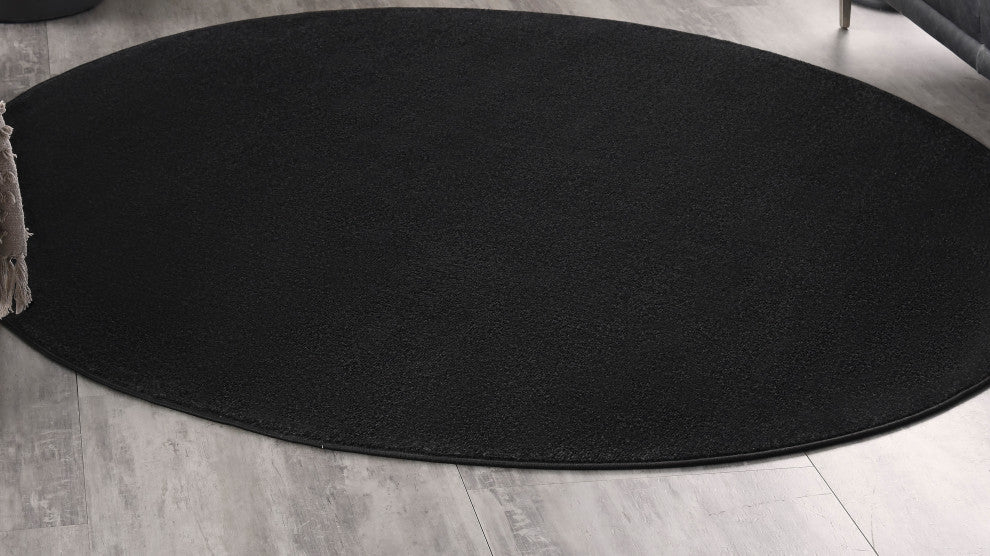 Nourison Essentials 6' x Round Black Outdoor Area Rug
