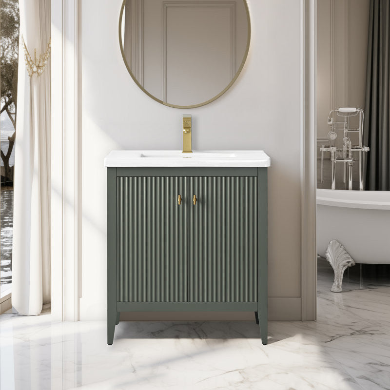 Vanity Art Freestanding Vanity, Vintage Green, 30", Single Sink, Golden Brushed