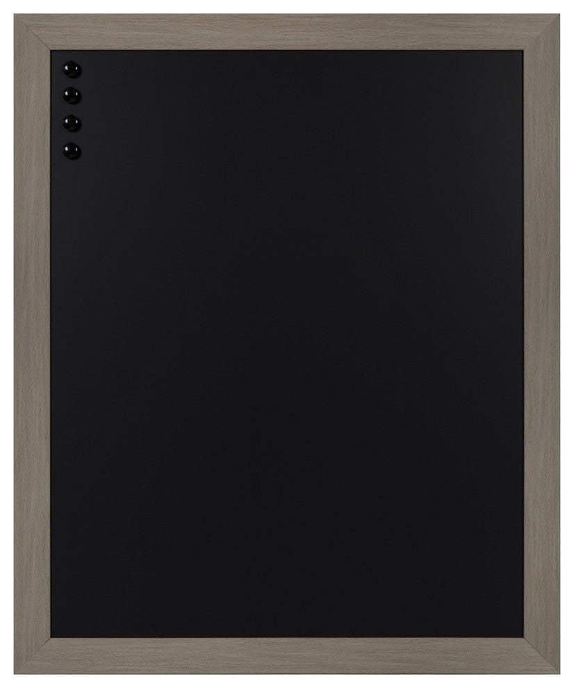 Beatrice Rustic Woodgrain Framed Magnetic Chalkboard, Gray, 33x27