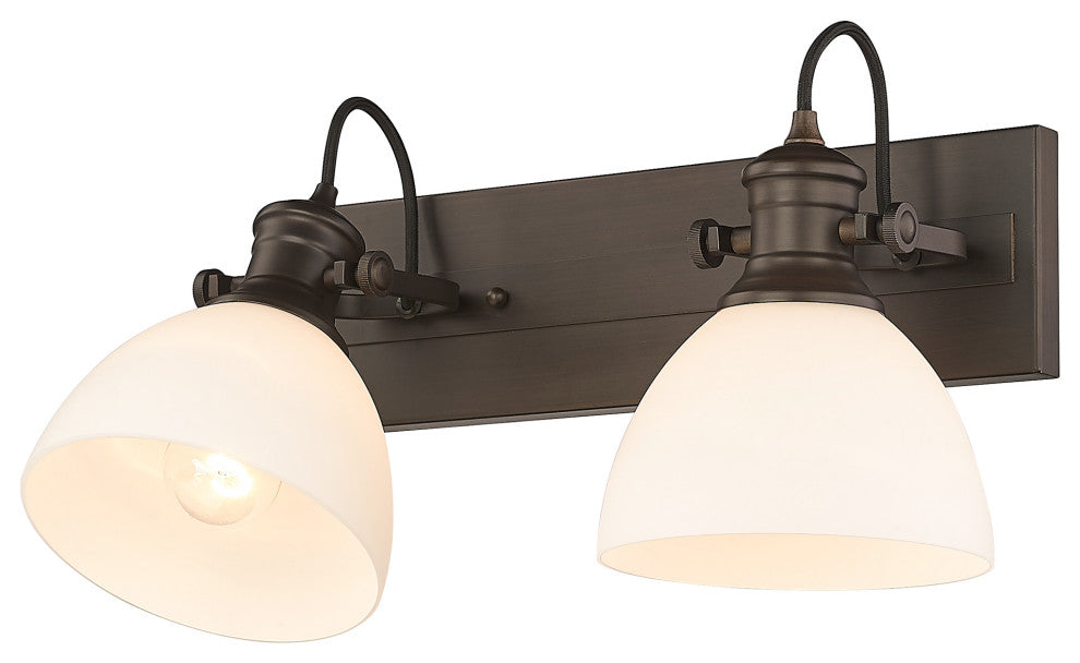 Hines 2-Light Bath Vanity, Rubbed Bronze, Opal Glass