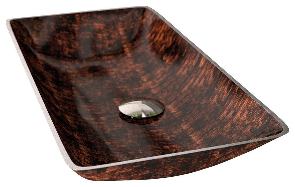 Alumix Nek Rectangular Vessel Sink, Brown and Black
