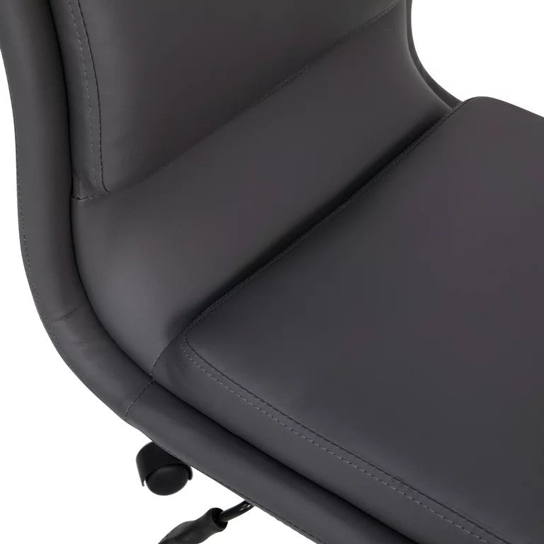 Office Chair, Chrome Base With Comfortable Faux Leather Seat & Mid Back, Gray