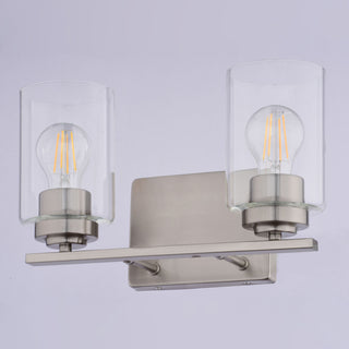 Park Ridge 4.75" 1-Light Black Bathroom Vanity Fixture, Clear Glass Shade, Satin Nickel, 2-Light