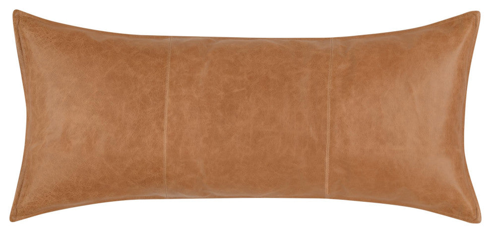 Kosas Home Cheyenne 100% Leather 16x36" Throw Pillow, Chestnut