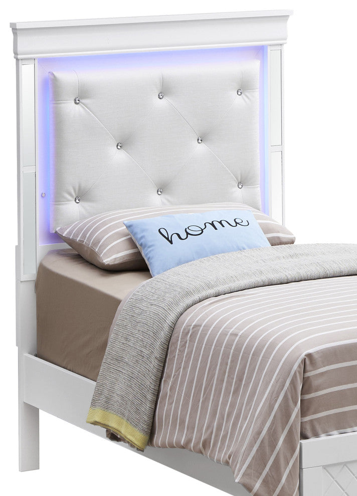 Verona LED Panel Bedframe, White, Full