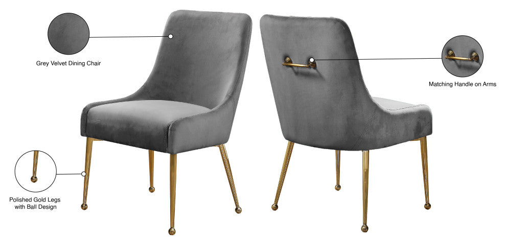 Owen Velvet Dining Chair, Set of 2, Gray