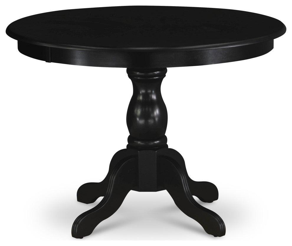 5Pc Kitchen Set, Black Table, 4 Doeskin Dining Chairs Back, Wire Brushed Black