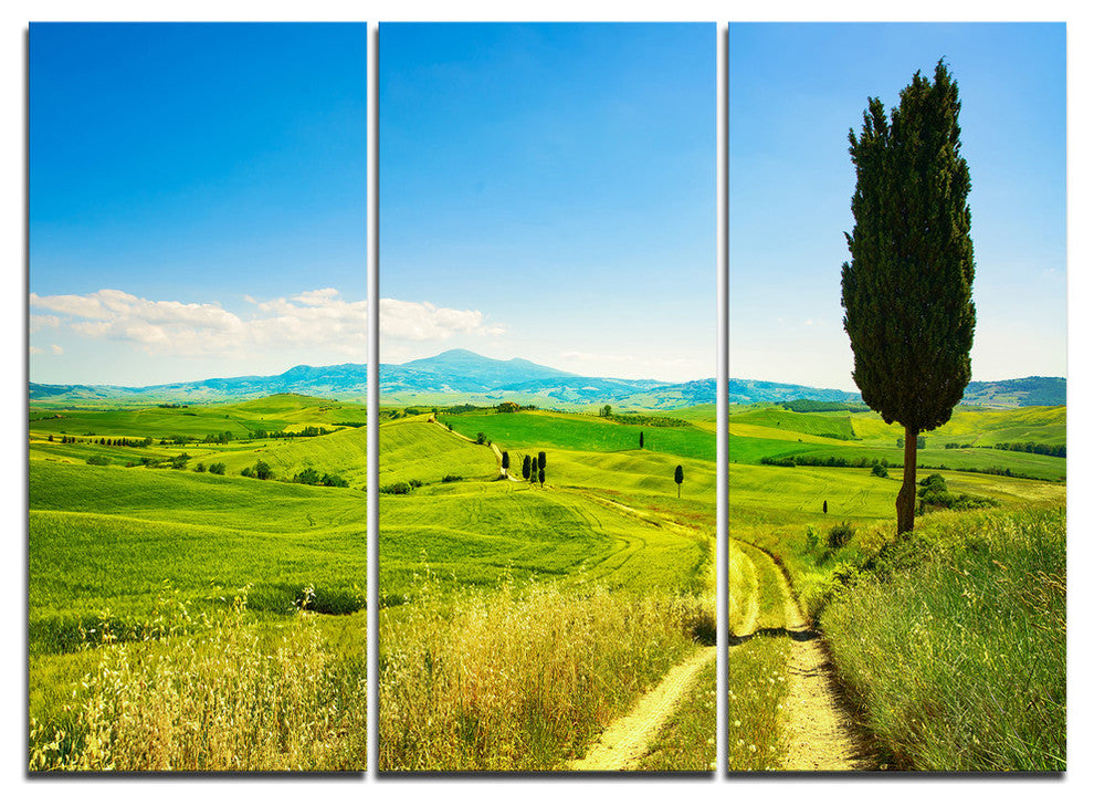 "Rural Landscape Countryside Farm" Metal Wall Art, 3 Panels, 36"x28"