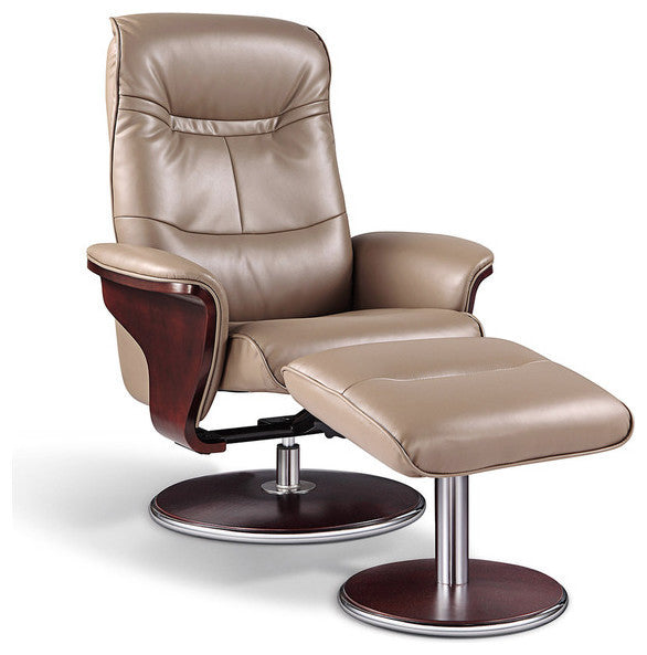 Milano Leather Swivel Recliner and Ottoman, Chocolate