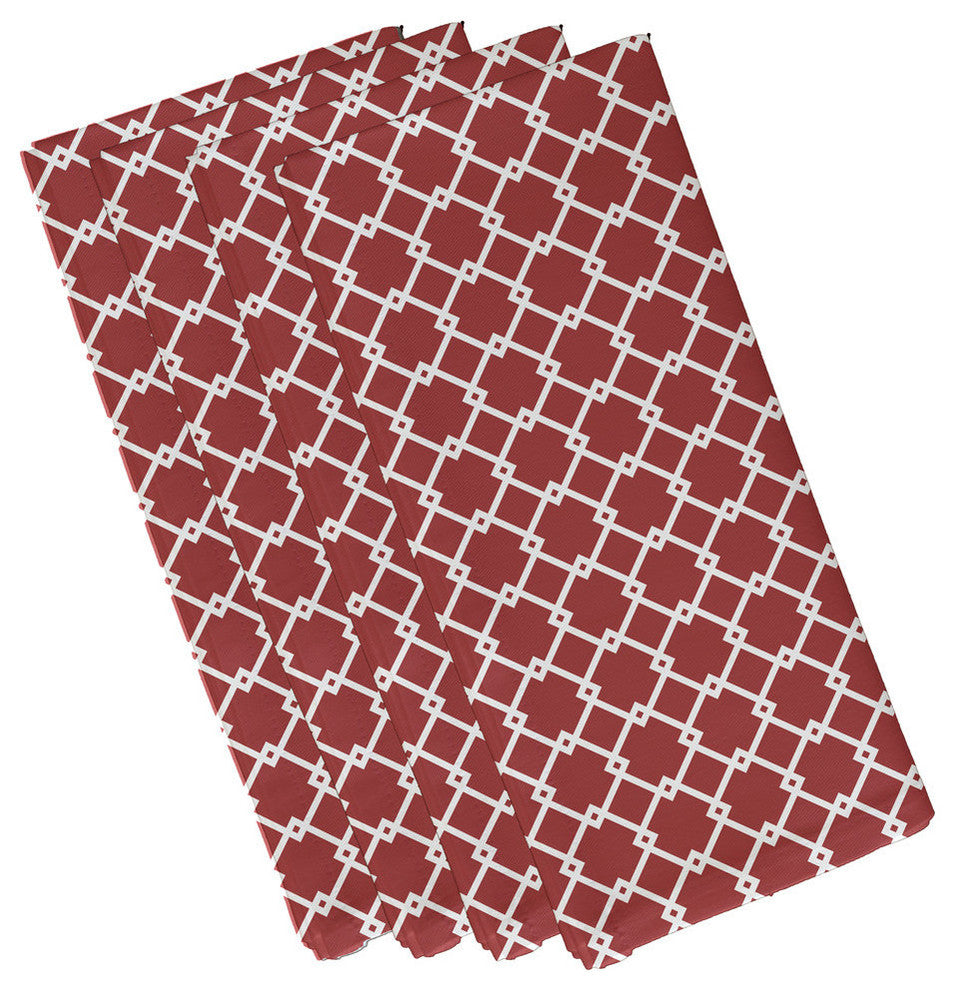 Link Lock Geometric Print Napkin, Burnt, Set of 4