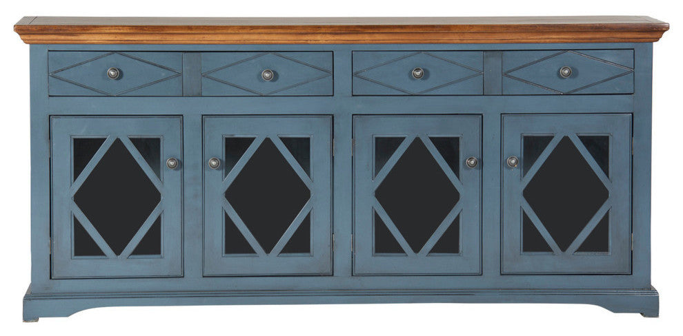 71" Shelter Bay Credenza, Antique Black Base, Concord Cherry Top