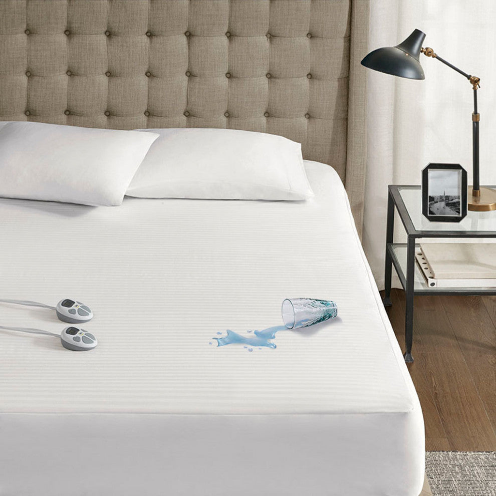 Serta Waterproof Heated Mattress Pad, White