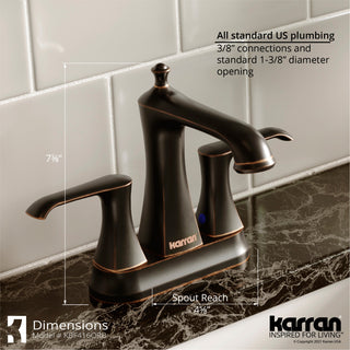 Karran 2-Hole 2-Handle Bathroom Faucet With Pop-Up Drain, Oil Rubbed Bronze