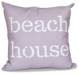 16"x16" Beach House, Word Print Pillow, Lavender