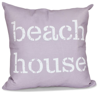 16"x16" Beach House, Word Print Pillow, Lavender