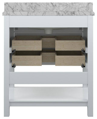 Affinity Bathroom Vanity With Carrara Marble Countertop, White, 31 in